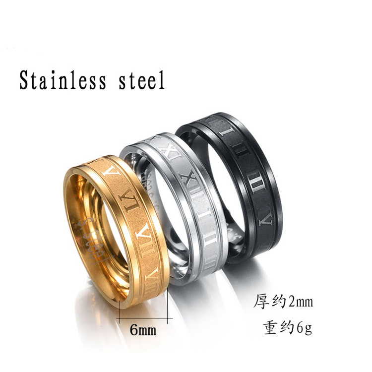 Cheap bulk sale Roman number stainless steel jewelry rings wholesale