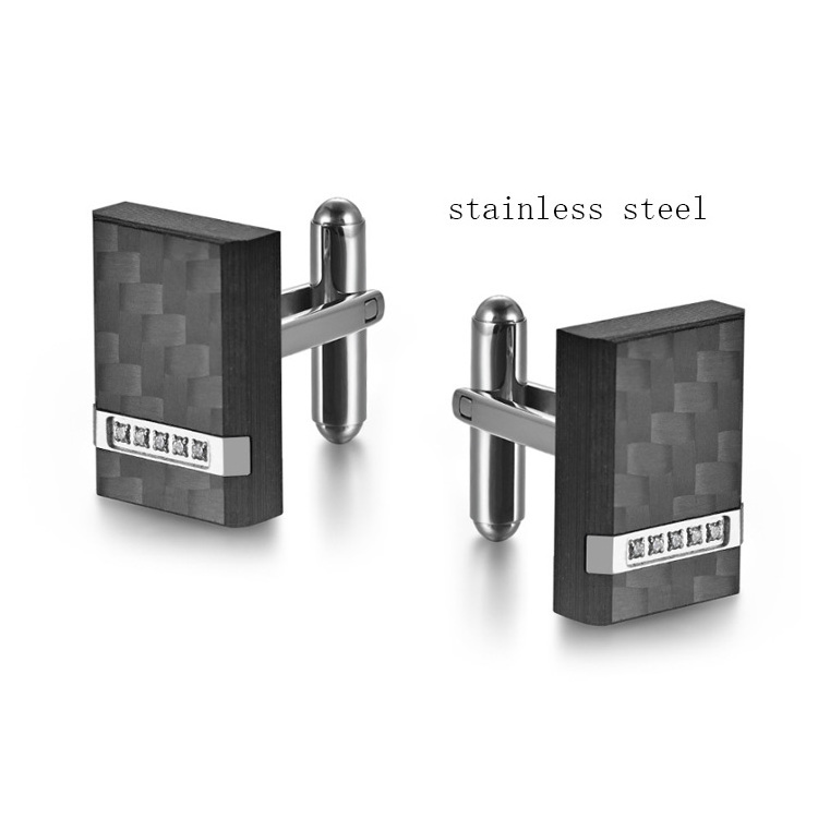 Quality Blanks 316l Stainless Steel Cufflink Findings Manufacturer Carbon Fiber Stainless Steel Platinum Cufflinks For Men