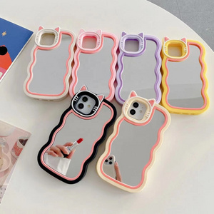 Fashion Cat Ear Mirror Silicone Phone Case Suitable for iPhone 14Pro/Max 13 Pro max Phone Case Soft Case