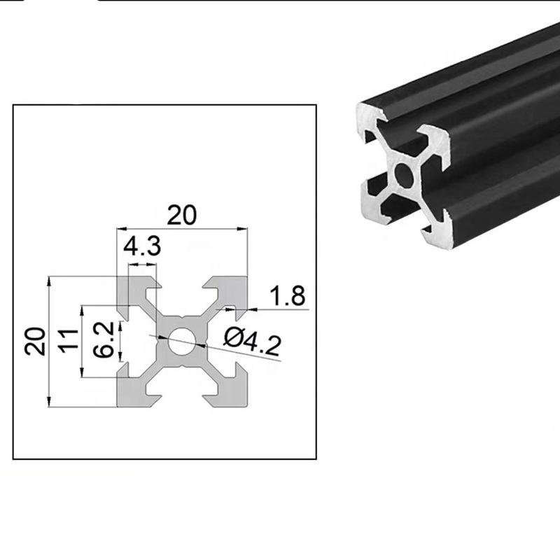 Chinese Manufactory Linear Rail aluminium profiles 2020 2040 2060 2080  black aluminum v slot profiles