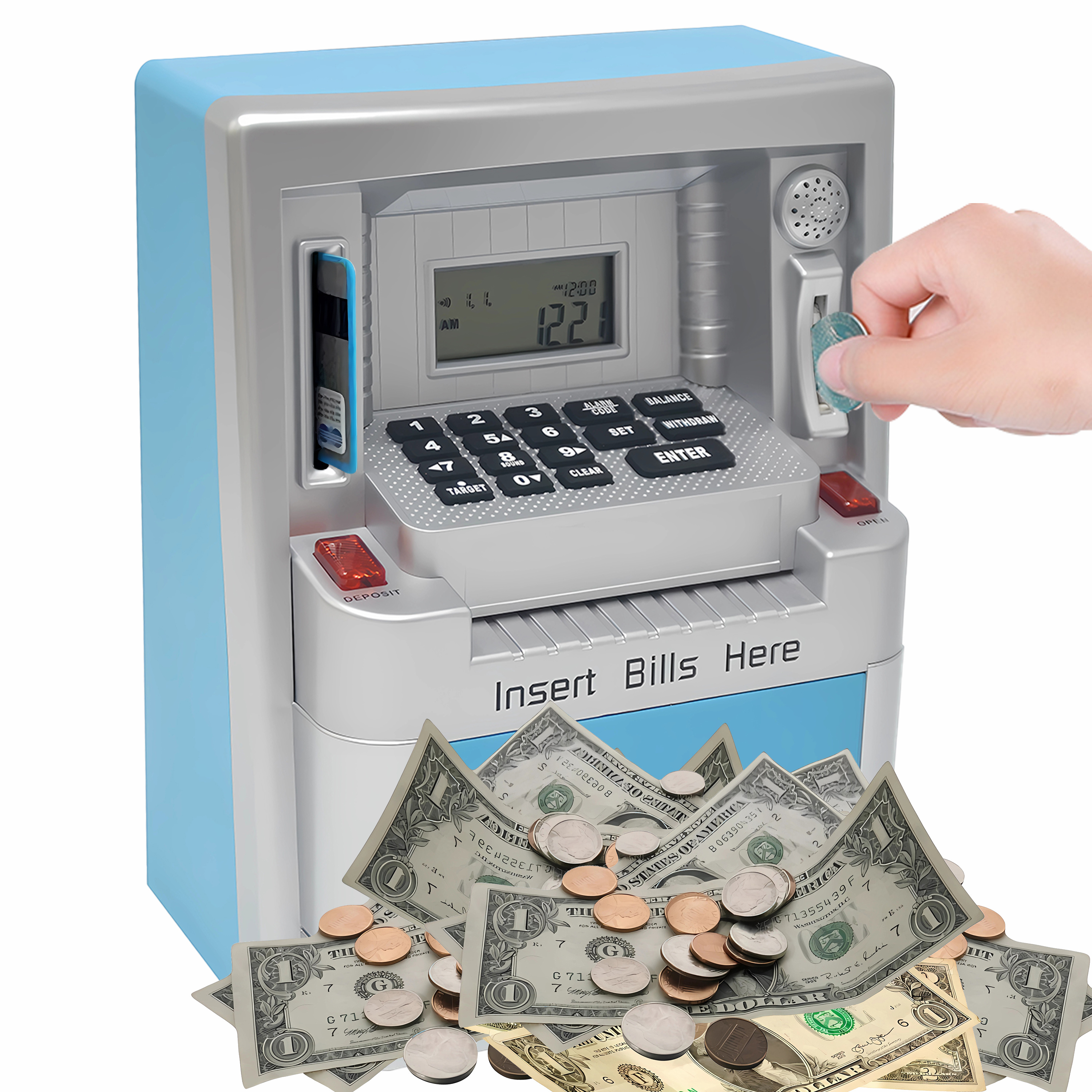 Coins Counting Auto-rolling bills Password safe mini Credit card ATM piggy bank for Real Money children electronic piggy bank to