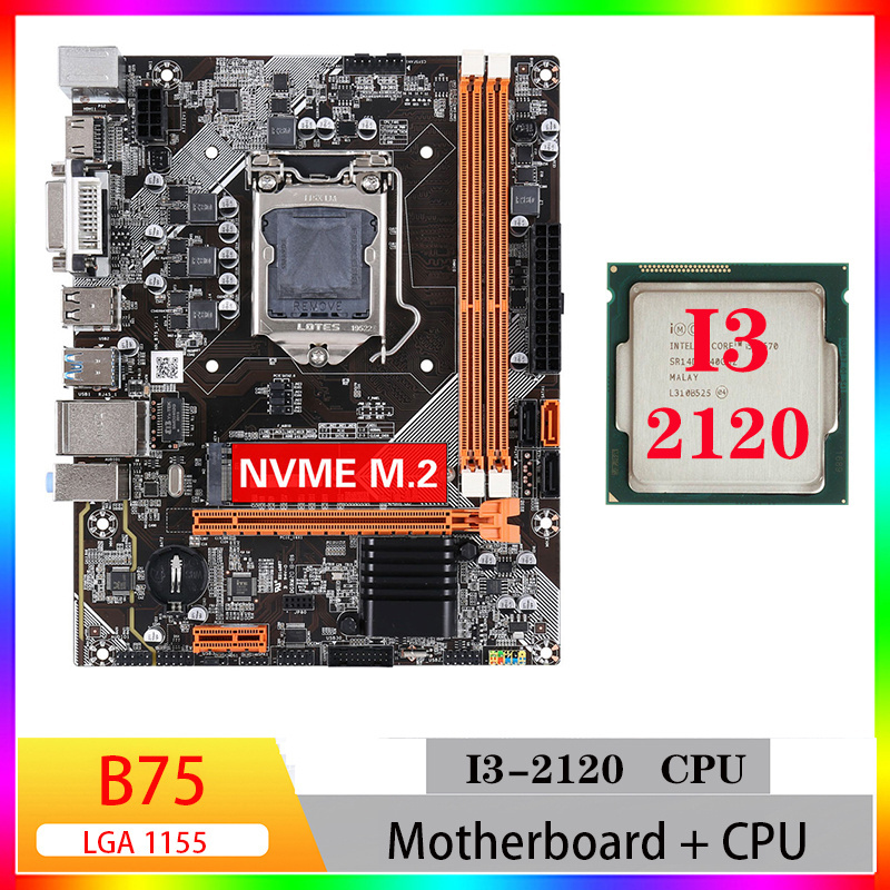 Motherboard combo B75 motherboards cpu ram kit lga 1155 With Core i3 2120 DDR3 Memory for pc gaming mini itx motherboards set