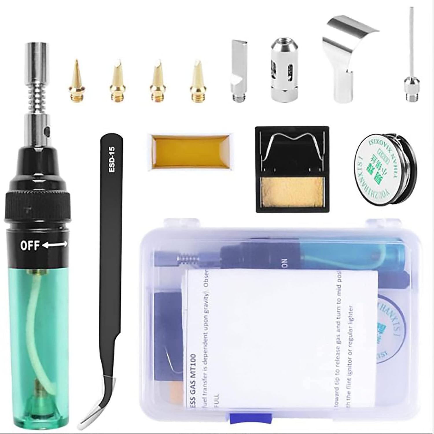 Portable Welding Pen Burner Blow Torch Gas Soldering Iron Cordless Butane Tip Tool Adjustable Welding Solder Iron Tool  Kit