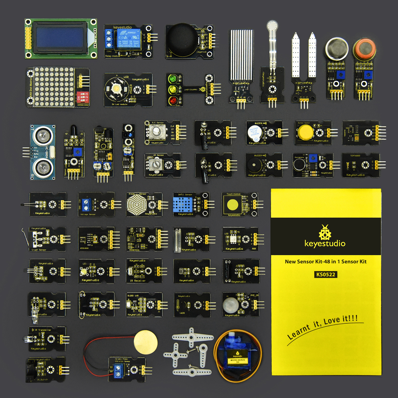 NEWEST! Keyestudio 48 in 1 Sensor Starter Kit With Gift Box For Arduino DIY Projects (48pcs Sensors)