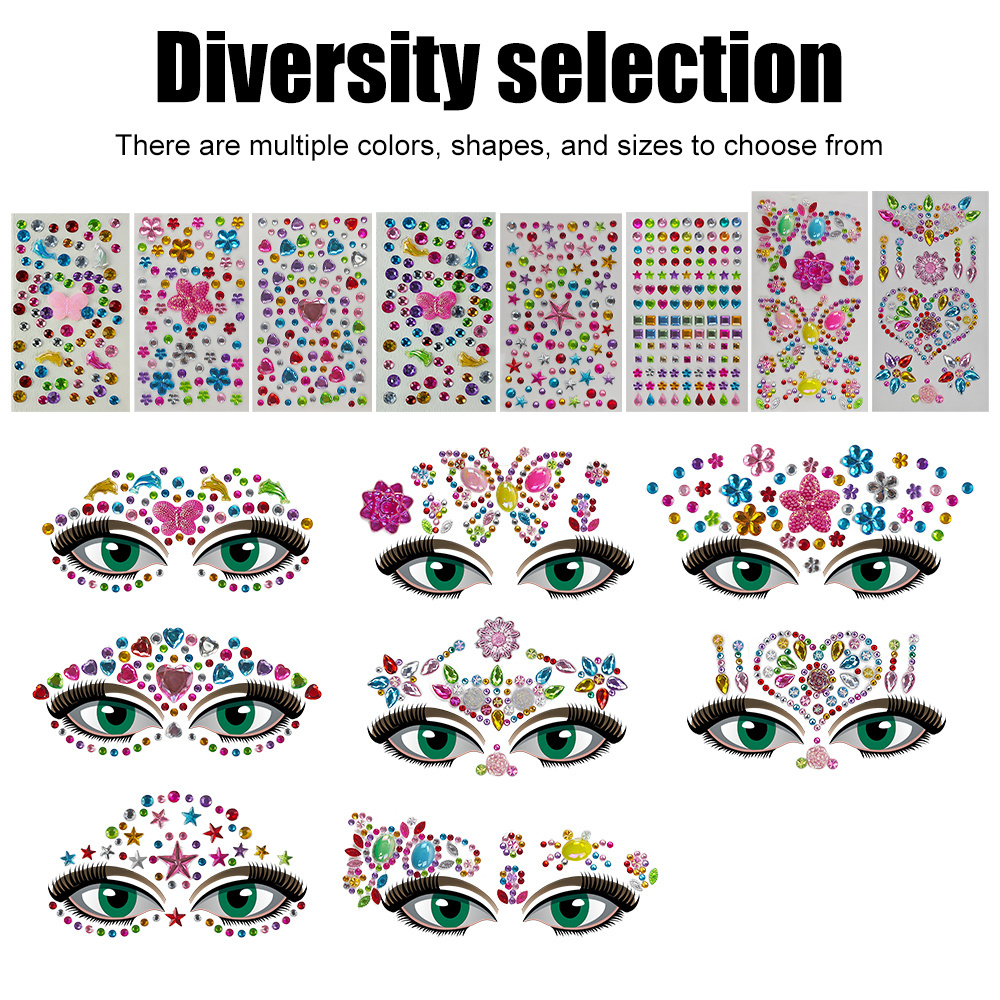 KHY Self Adhesive Face Rhinestones for Makeup Festival Face Jewels Pearl Rhinestones Stickers