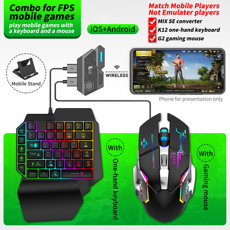 Custom Logo 4 In 1 1 handed Keyboard and Mouse Mobile Game Mini Gaming Keyboard Mouse Combos