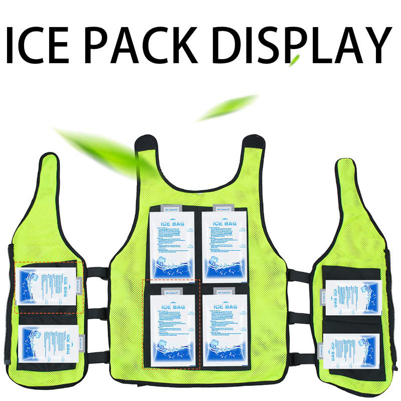 Breathable Lightweight Reflective Safety Cooling Vest Jacket With Ice Pack Bag for Hot Weather Work Running Cycling Fishing