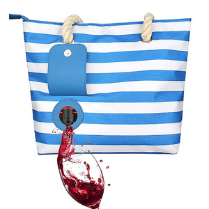 Custom Travel Hidden Spout Beach Wine Carrying Purse Leakproof Insulated Beach Wine Tote Cooler Bag for Wine Lovers