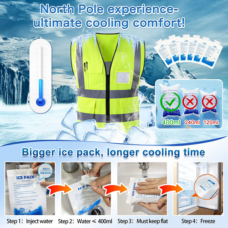 Custom Logo Yellow Cooling Safety Clothing With Ice Pack Ice Safety Vest Reflective Cool Vest For Hot Weather Work