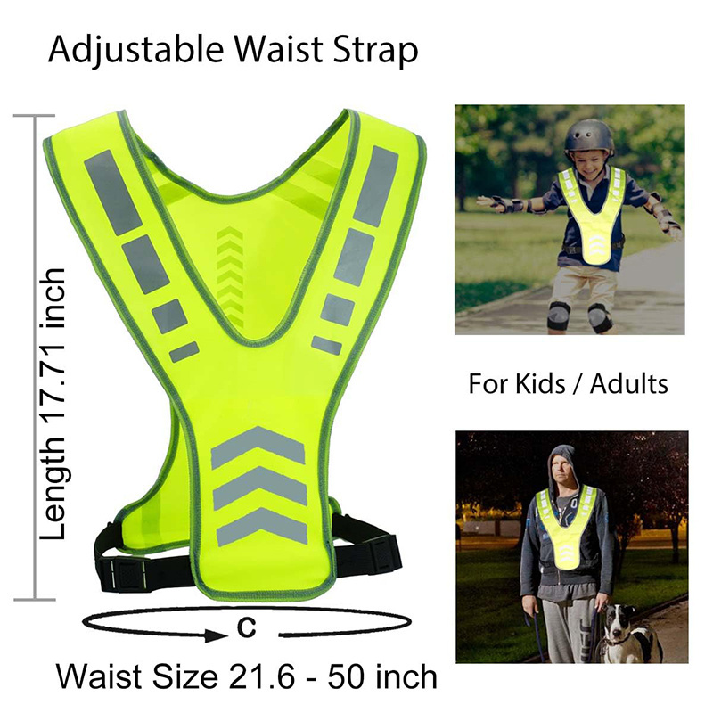 Reflective Running Vest Gear with Pocket Women Men Kids Yellow Safety Reflective Vest for Night Cycling Walking Bicycle Jogging