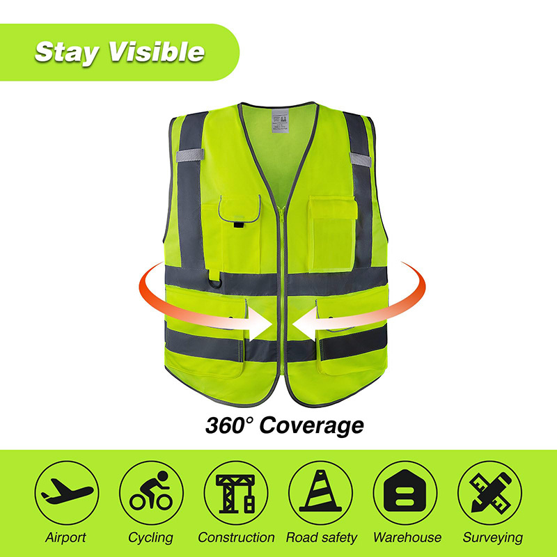 High Visibility Breathable Lightweight Safety Clothing Mesh Reflective Safety Vest for Traffic Work Running Surveyor Security