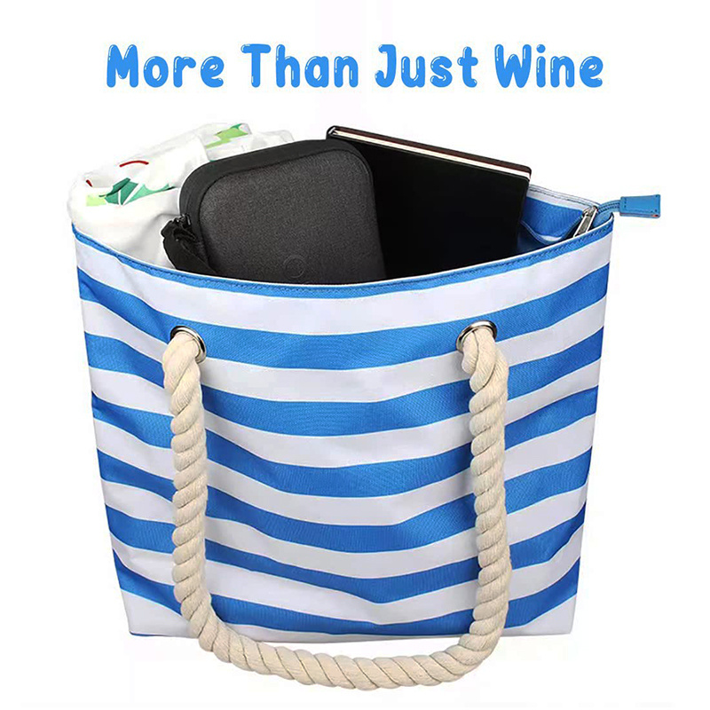 Custom Travel Hidden Spout Beach Wine Carrying Purse Leakproof Insulated Beach Wine Tote Cooler Bag for Wine Lovers