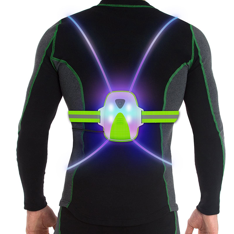 Men Women Runners Safety USB Rechargeable Reflective Night Lights LED Reflective Running Vest with Front Lights For Cycling