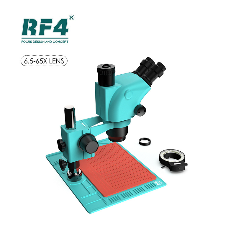 RF4 Good Quality Synchronous Zoom High Temperature Resistant Large Chassis 144 LED Stereo Magnification Microscope RF6565-PO4