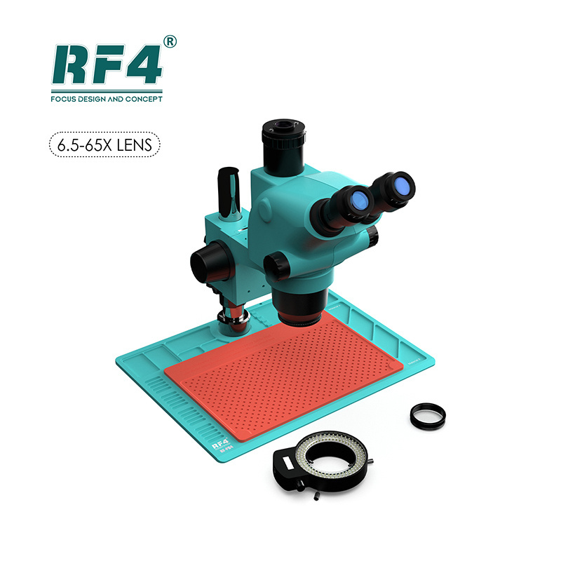 RF4 Good Quality Synchronous Zoom High Temperature Resistant Large Chassis 144 LED Stereo Magnification Microscope RF6565-PO4