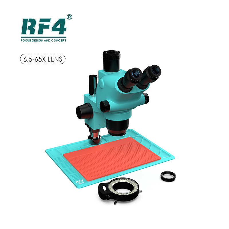 RF4 Good Quality Synchronous Zoom High Temperature Resistant Large Chassis 144 LED Stereo Magnification Microscope RF6565-PO4