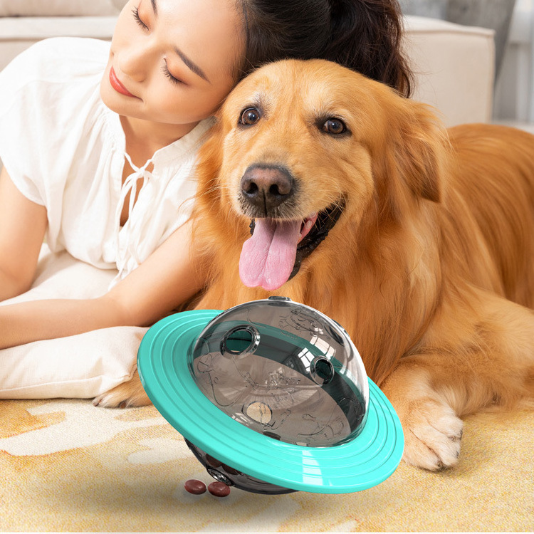 Pet supplier Bite Resistant Dog Cat UFO Ball interactive leaking Dog Treat Toy Pet Food Dispensing