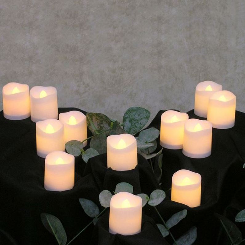 flameless led candle Festively decorated flameless bright wavy cylindrical light LED tea candle