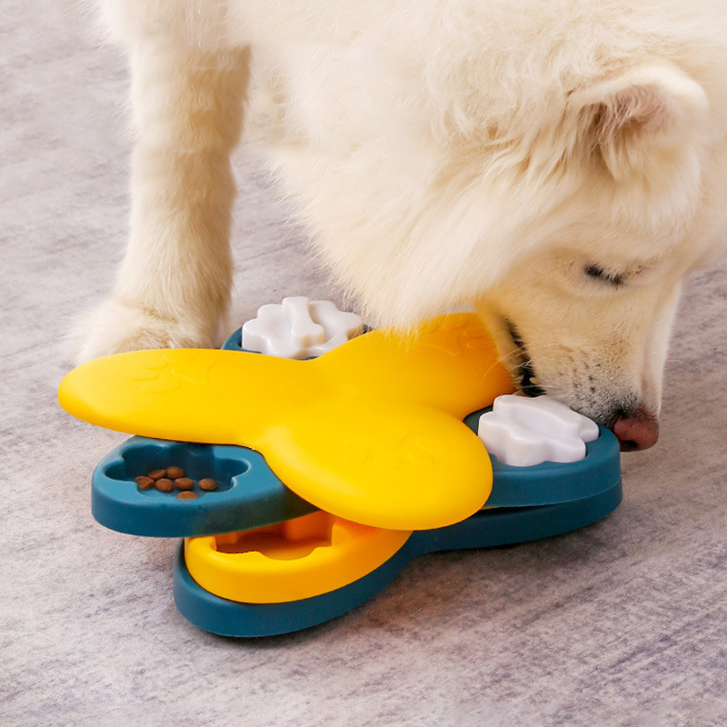 Dog Puzzle Toys Turntable Slow Feeder Educational Toy Bone Interactive Food Bowl Slowly Eating Bowl Pet Cat Dogs Training Game