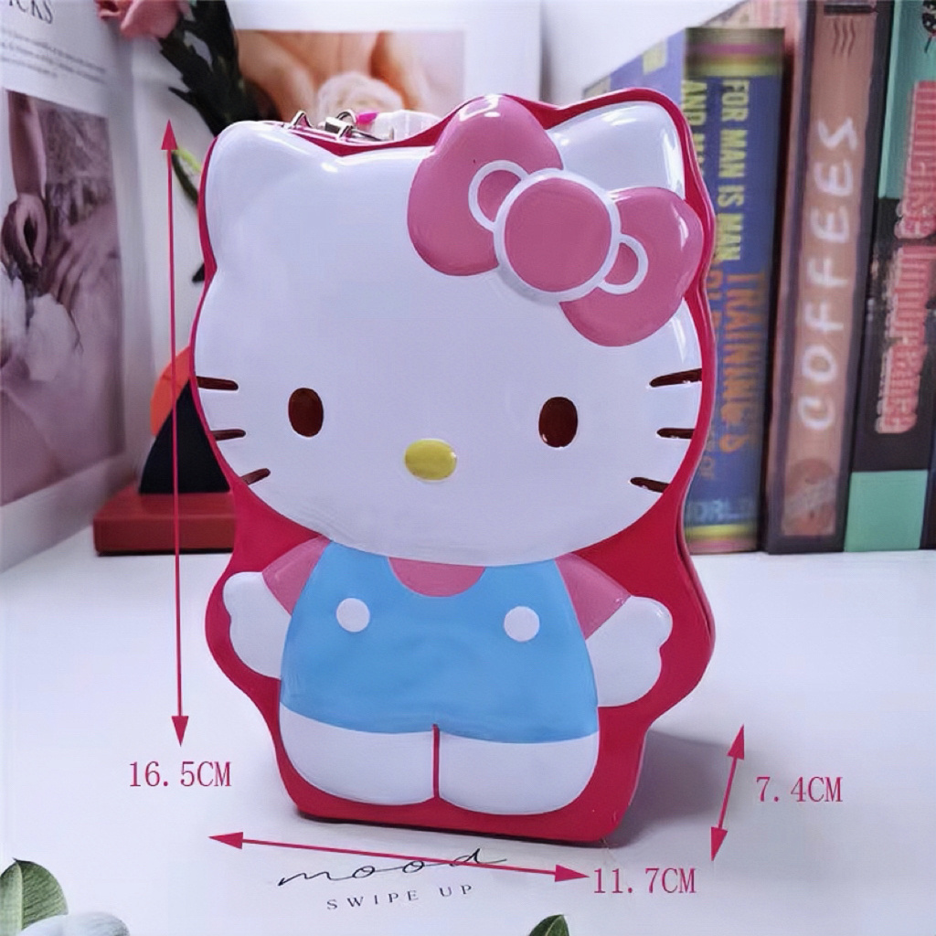 Lovely Hello Kitty Pattern Money Saving Storage Coin Tin Box with Handle