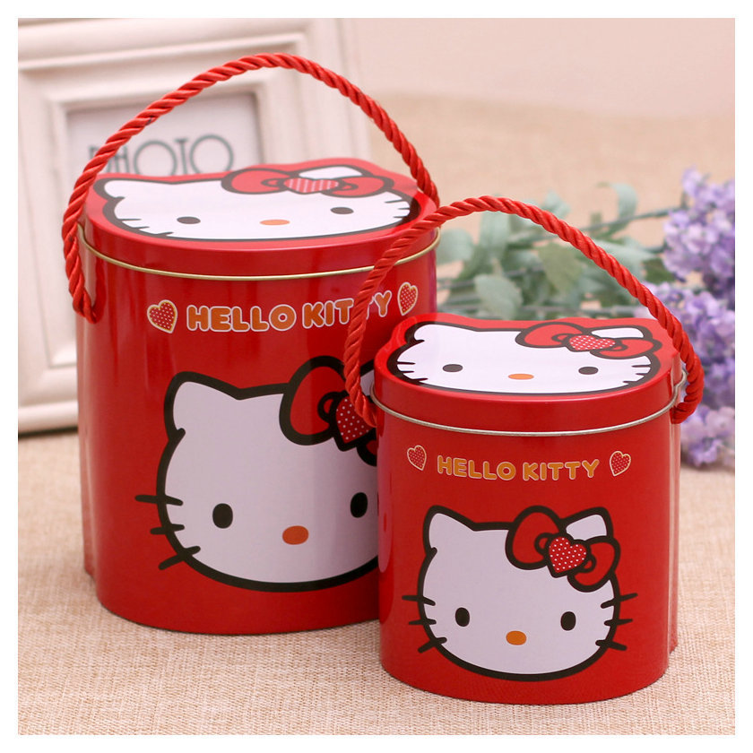 Custom Lovely Cartoon Pattern Gift Box Candy Chocolate Storage Hello Kitty Tin