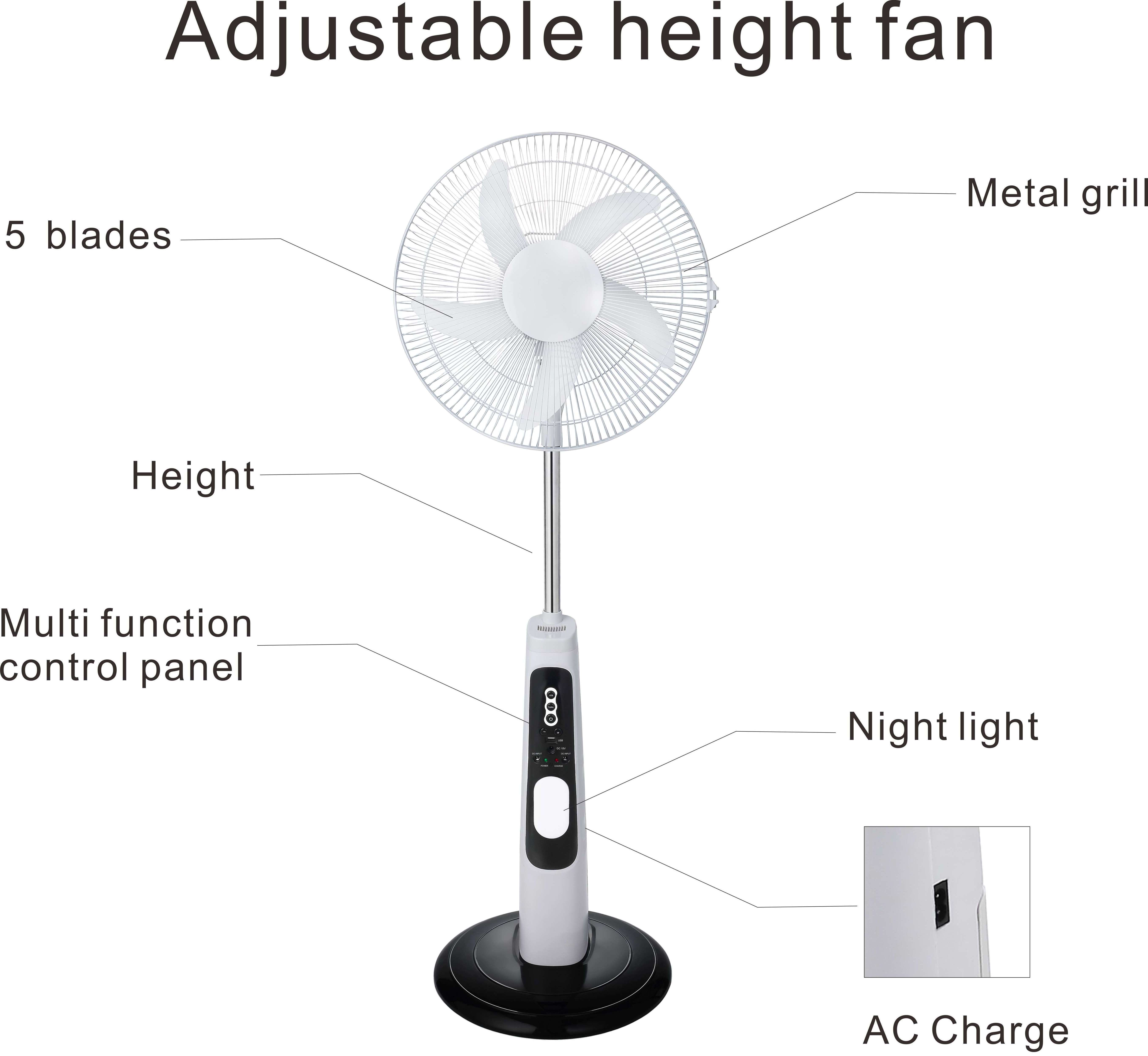 multifunctional luxury 2021 home modern 18 inch solar fan rechargeable battery ac dc stand fan high quality portable low price