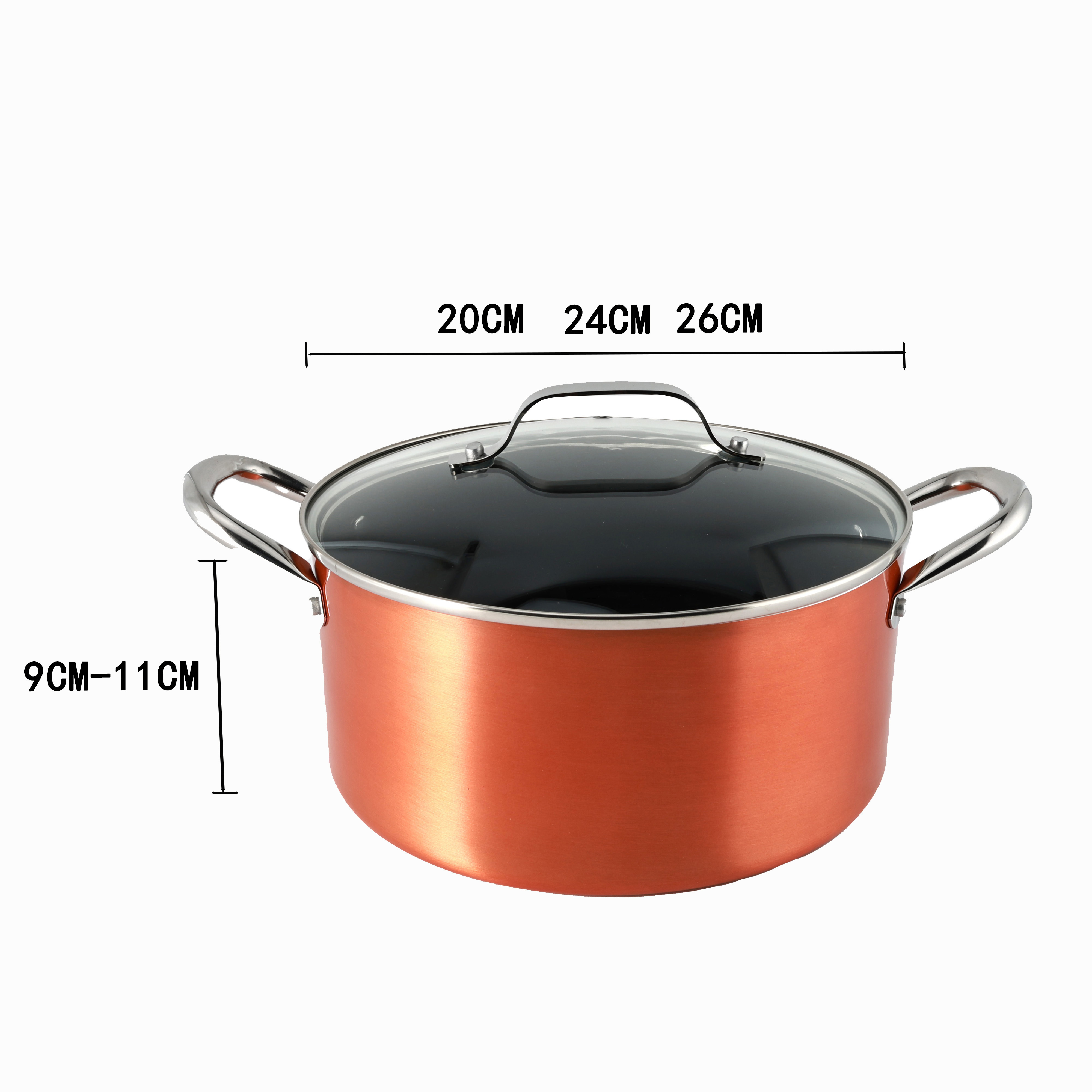 High Quality Soup Pot Pressed Aluminum Kitchen Cookware Cooking Food Soup Pot With Glass Lid