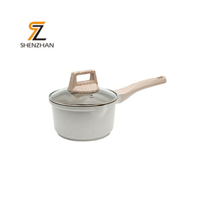 Customized Non Stick Die-Cast Aluminum Alloy Sauce Pans 16cm Nonstick Milk Pans With Lid For Breakfast