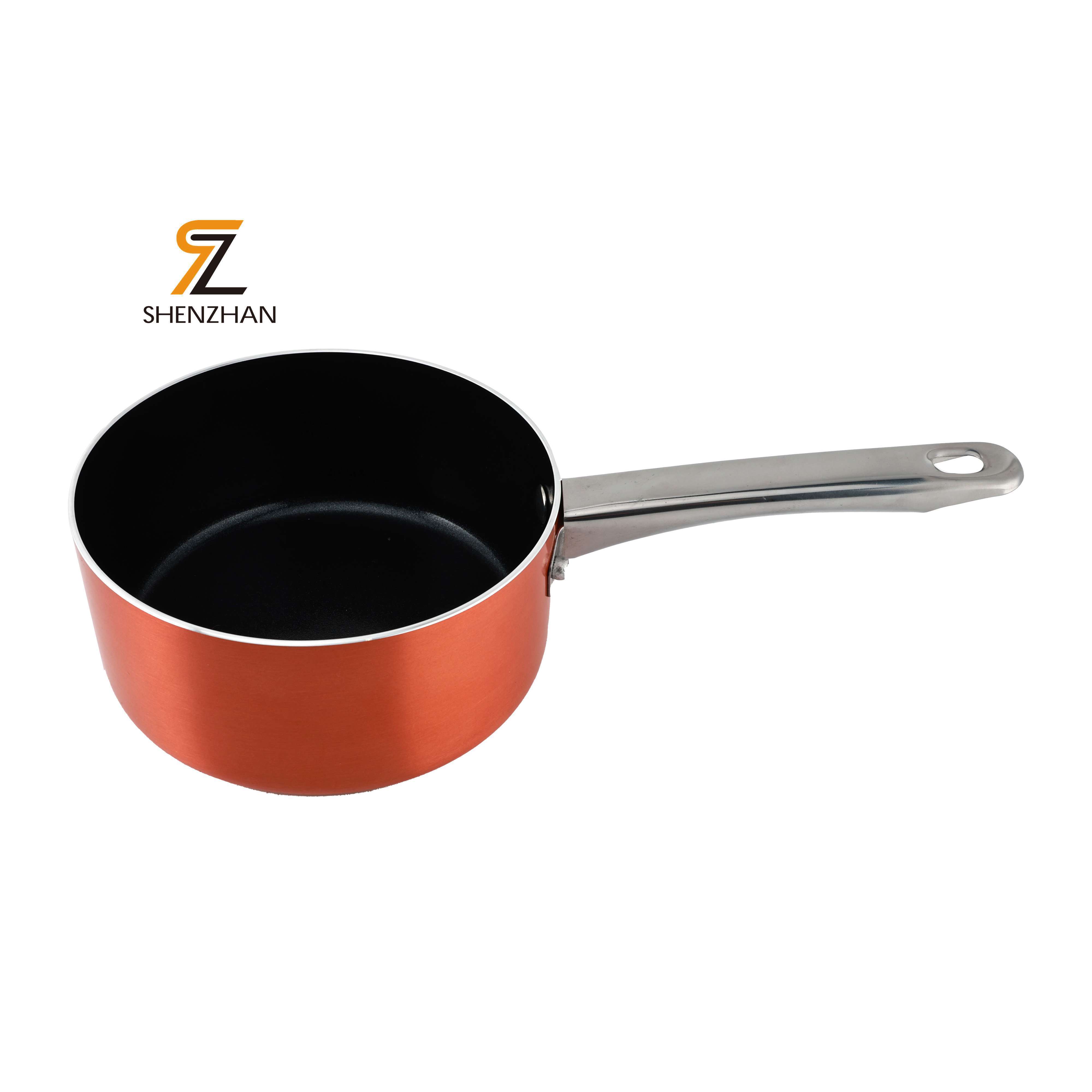 Hot Sale Restaurant Mini Sauce Pan Pressed Aluminum Nonstick Cookware Milk Pan Saucepan With Stainless Steel Long Handle