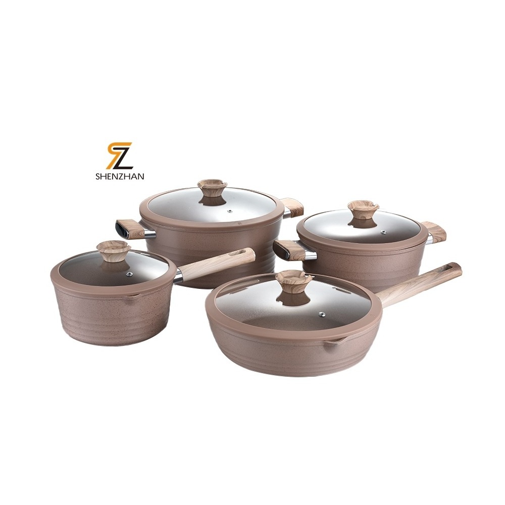 Hot Selling Ceramic Non Stick Cookware Set Cooking Aluminum Nonstick Pots Soup Granite Cookware Set Soup Pot With Lid