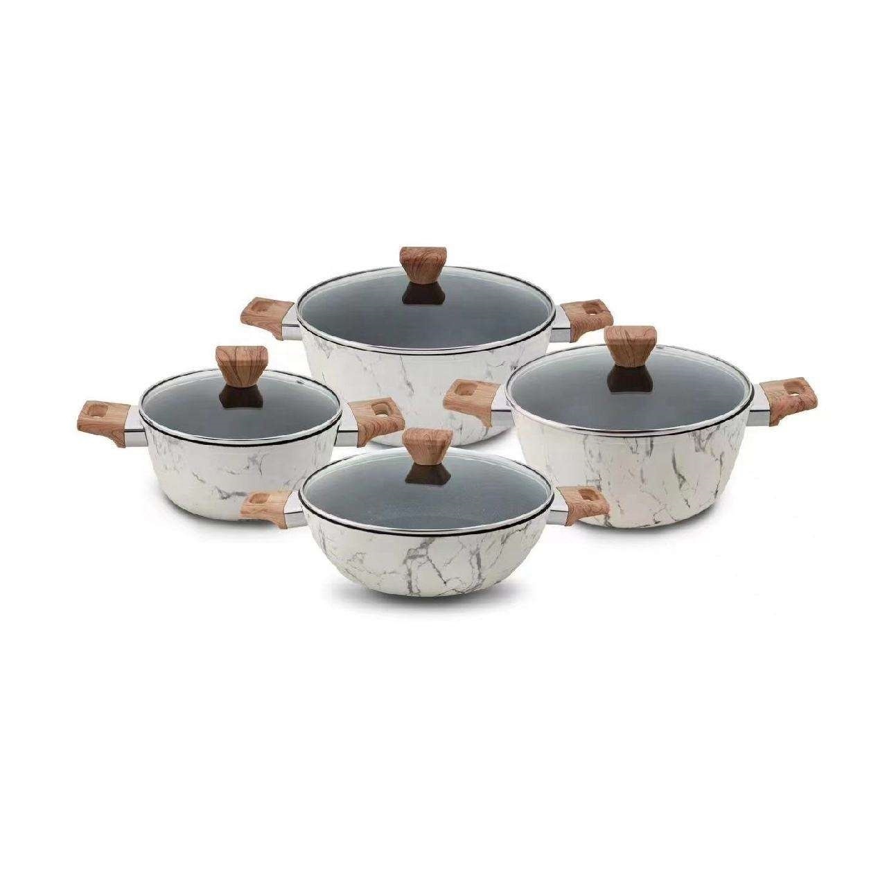 Quality Aluminum Pots Quick Supply Casseroles Non-stick Home Kitchen Cooking Ceramic Soup Pot Set With Glass Lid