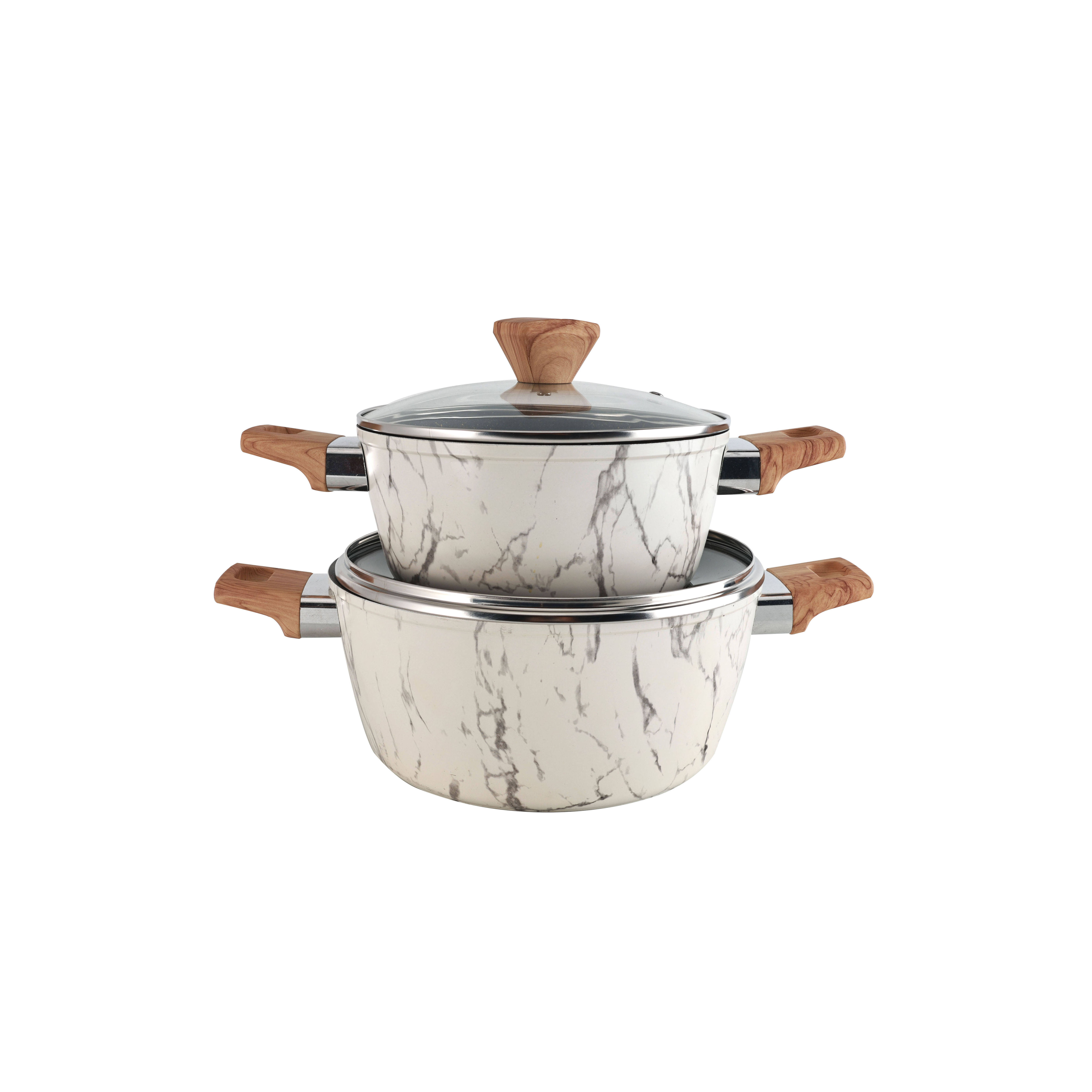 Quality Aluminum Pots Quick Supply Casseroles Non-stick Home Kitchen Cooking Ceramic Soup Pot Set With Glass Lid