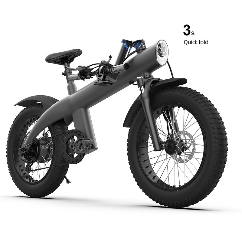 HX NEW Q3 48V 750W 9.6Ah 20inch Fat Tire Electric Bicycle Foldable Full Suspension Shimano 7 Speed Ebike Folding Electric Bike