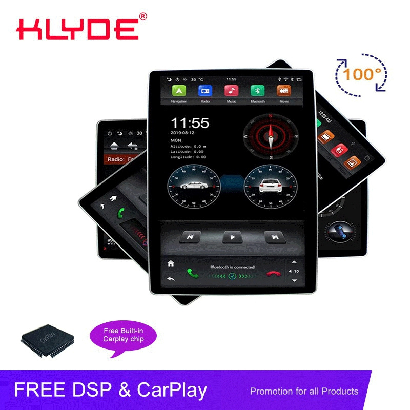 KLYDE android 9.0 universal car dvd player dsp car audio 4+64GB 2 din universal car stereo autoradio 12.8 inch  GPS Navigation