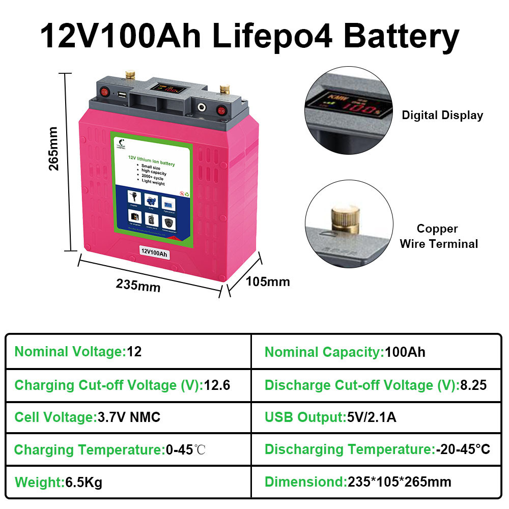 EU Stock Large capacity and light weight 12v 100ah solar rechargeable pack ion lithium battery Ukraine