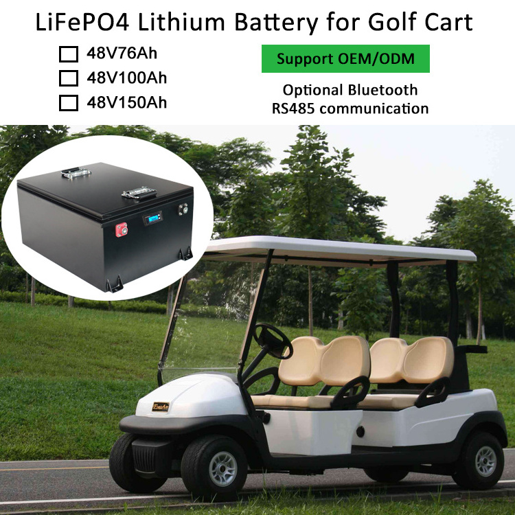 lithium ion golf car battery 48v 51.2v 100Ah lifepo4 golf cart battery pack with bms charger