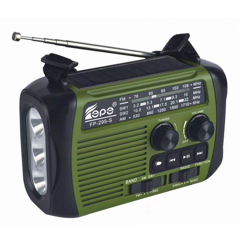 USB Rechargeable FM AM SW solar radio with emergency hand crank radio blue teeth radio with torch FP-295-S