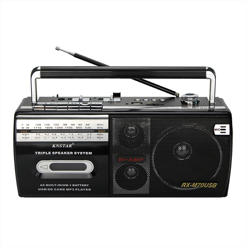 Custom Portable Vintage Retro Usb Am Fm Sw Radio RX-M70USB Stereo Boombox Mp3 Audio Cassette Tape Player Recorder