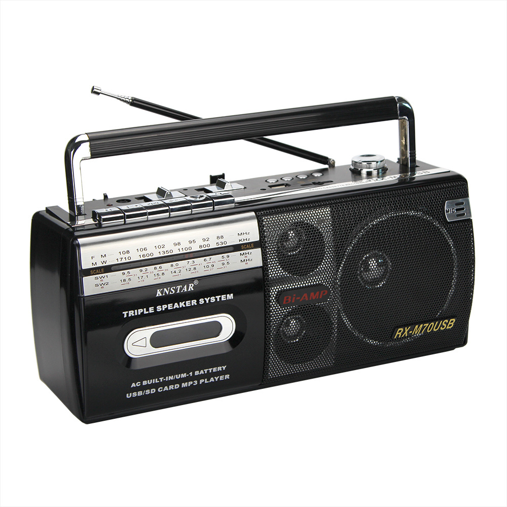 Custom Portable Vintage Retro Usb Am Fm Sw Radio RX-M70USB Stereo Boombox Mp3 Audio Cassette Tape Player Recorder