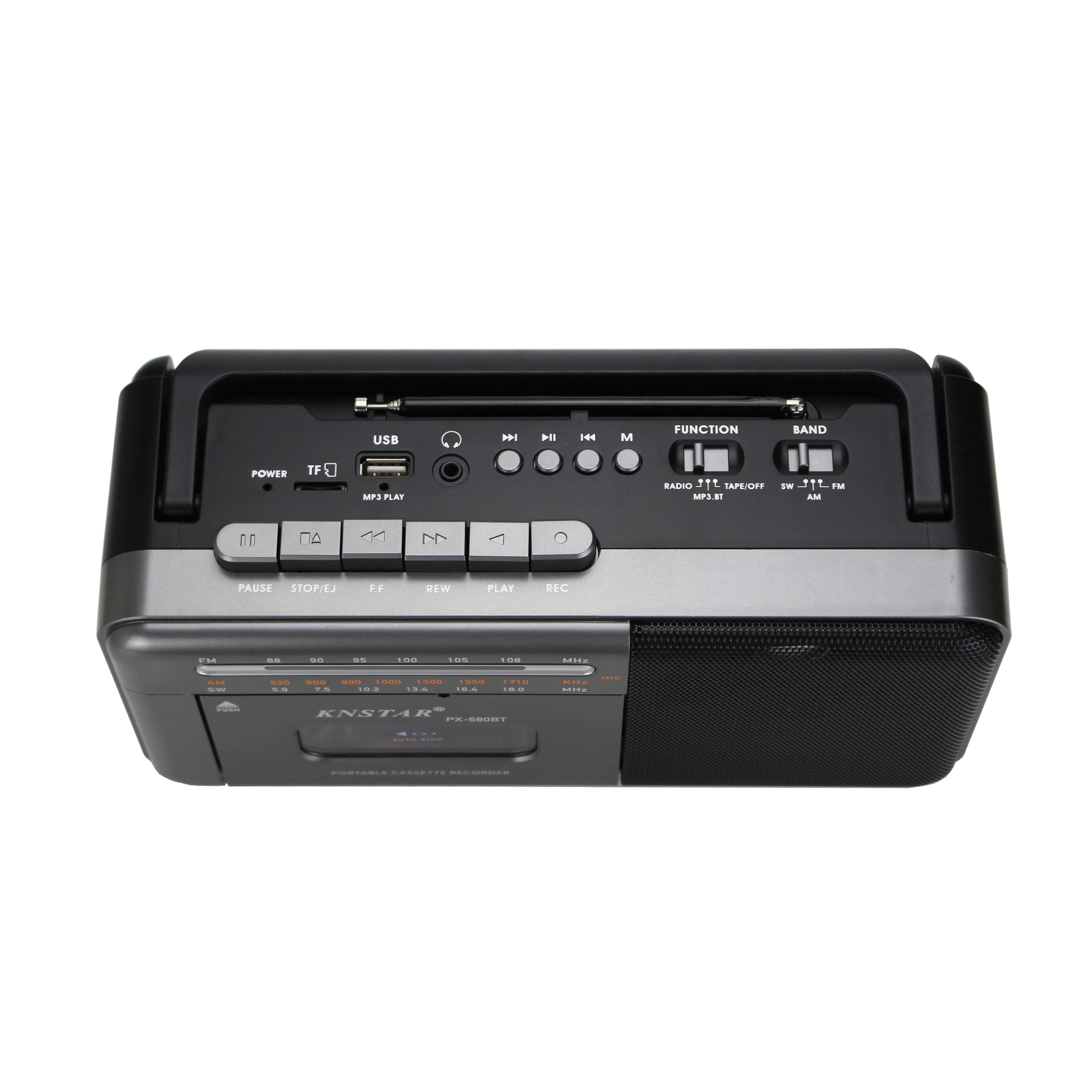 KNSTAR good quality customized fashion wireless cassette recorder player with AM FM SW radio PX-680BT