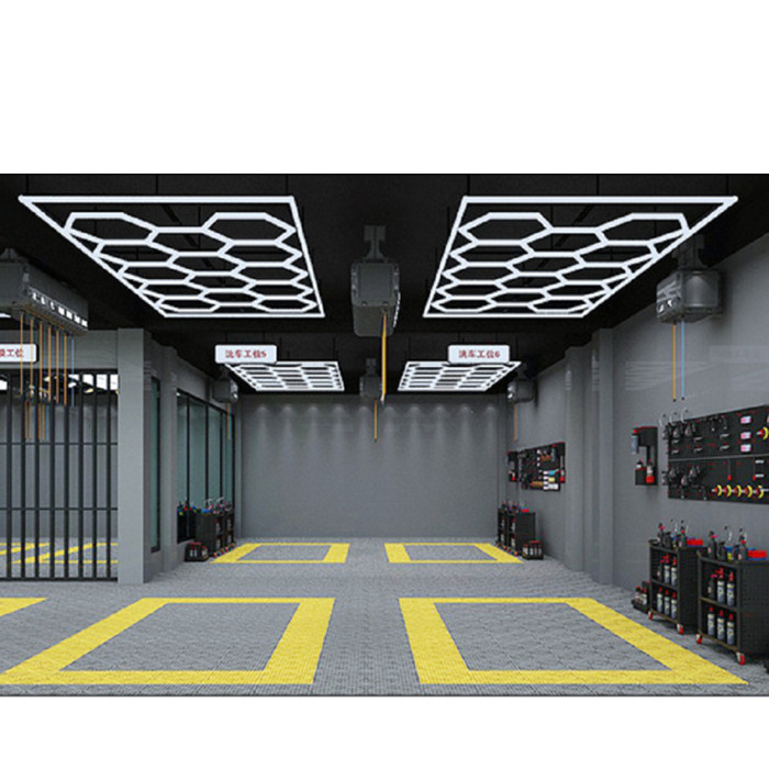 220V Hexagon Detailing Workshop LED Lights For Car Garage honeycomb lights Led hexagon Work Garage Ceiling Light