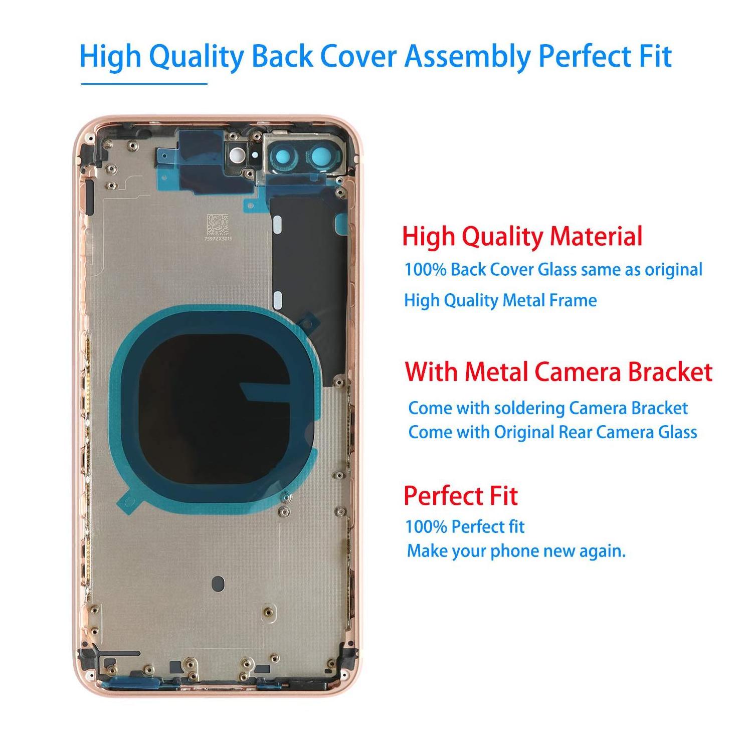 High Quality Back Case Mid Frame With Rear Glass Sim Card Tray And Camera Frame And Lens For Iphone 8 Phone Housing