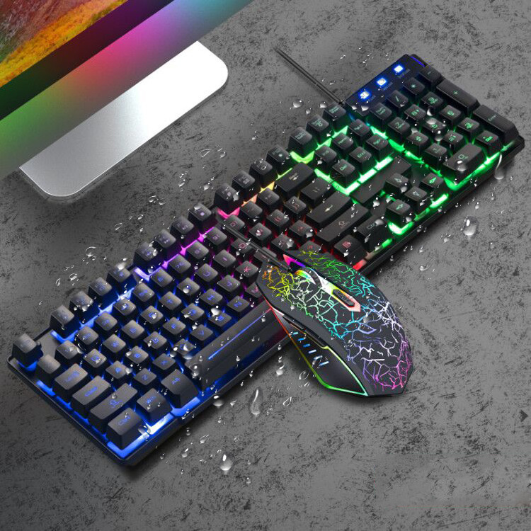 Waterproof USB 2.0 104 Keys Led Backlit Computer Gaming Keyboard And Mouse Combos