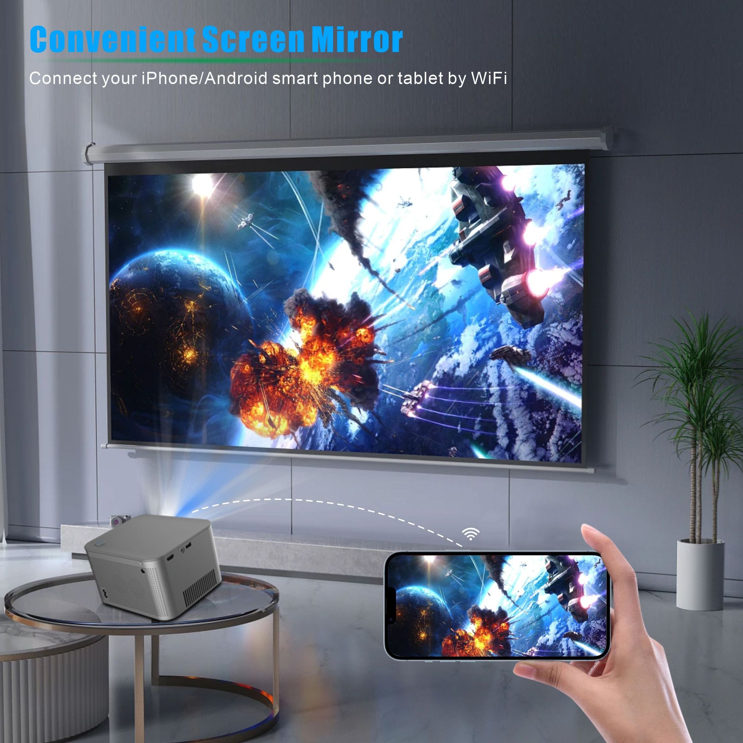 Support HDMI IN 4k Led Projector Hy350 Full Hd Android Portable Hologram Projector For Home