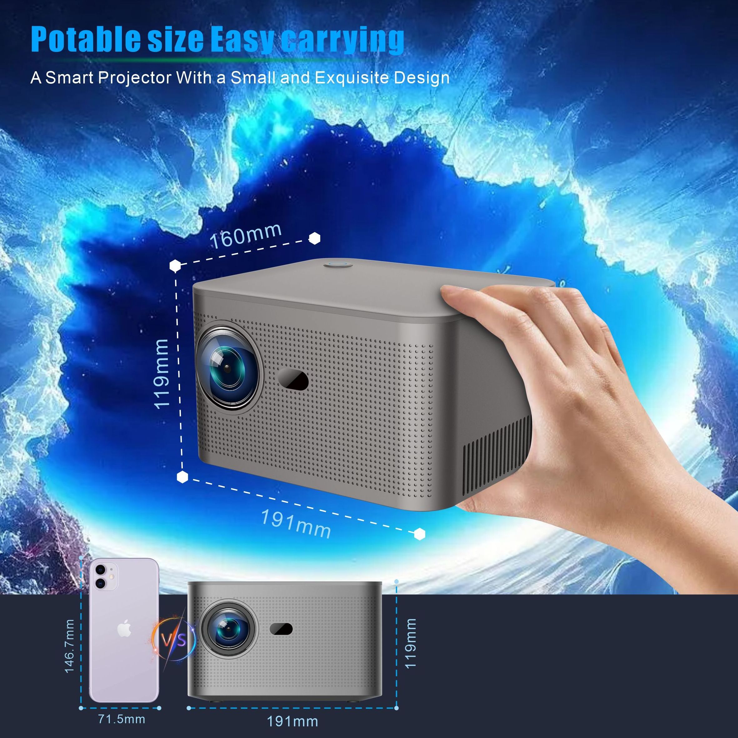 Support HDMI IN 4k Led Projector Hy350 Full Hd Android Portable Hologram Projector For Home