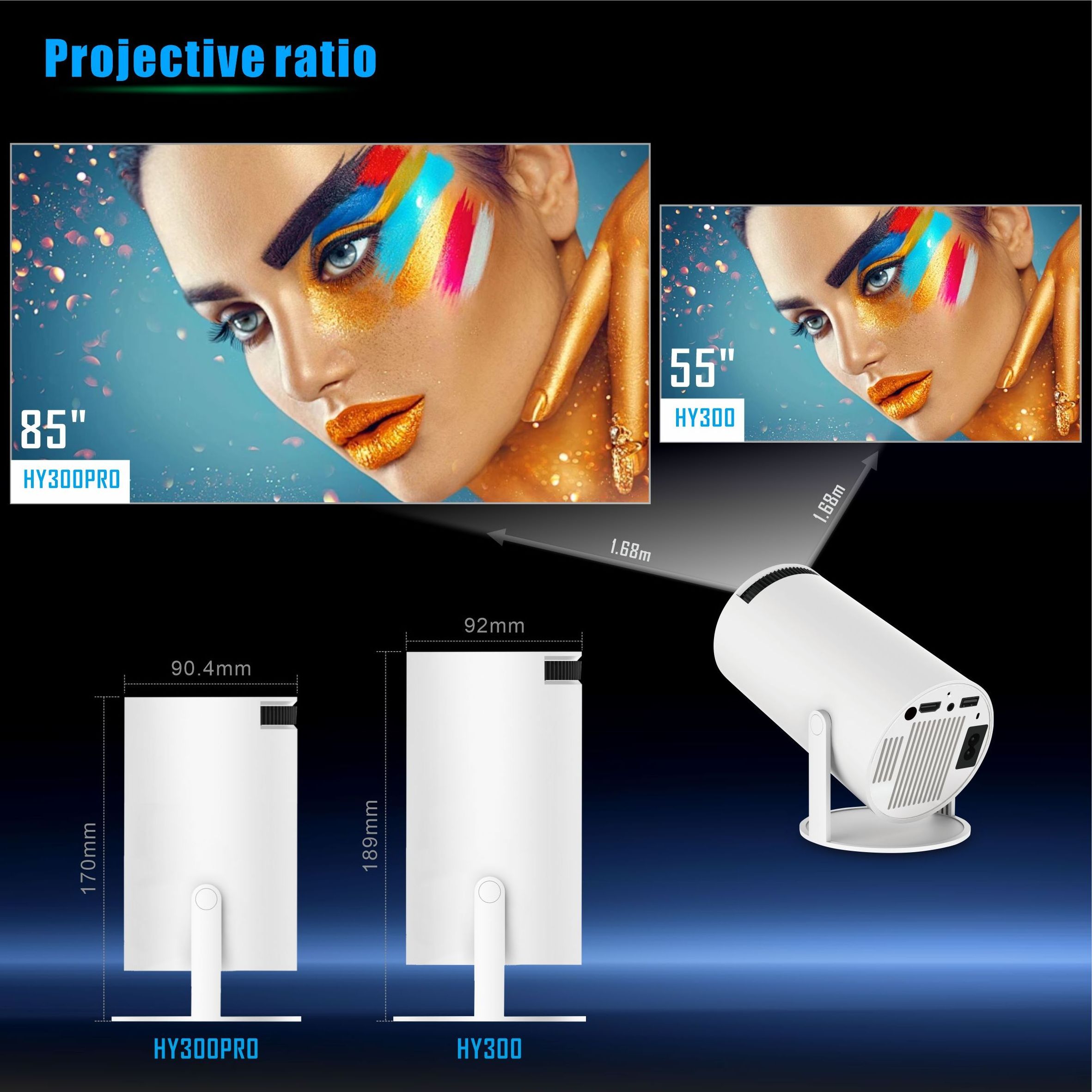 Factory HY300 Mini Portable Projector 720p 4K Home Theater with WiFi Smart Android 11 LED LCD Lamp AU Plug Video Projecteur