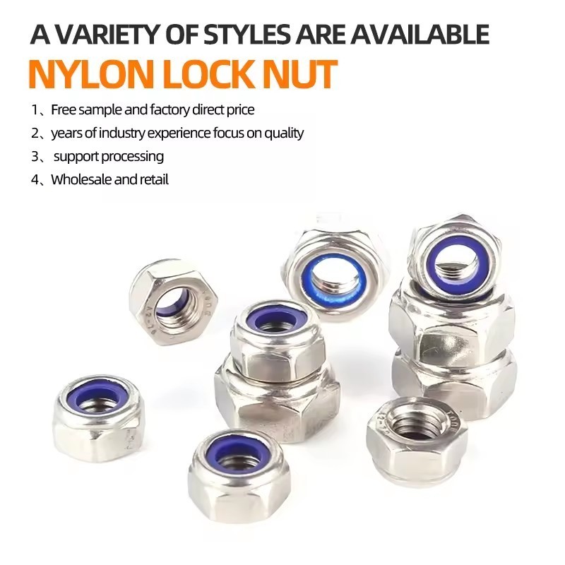 Customization Support DIN985 Self Locking  Hex Nut Hex Lock Nut Nylon Insert Hex Lock Nuts