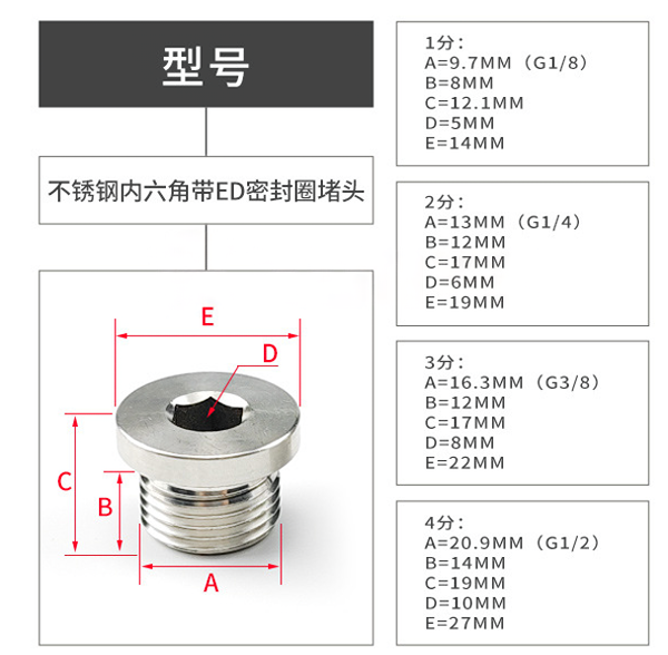 High Quality DIN908 Stainless Steel Pipe Fitting Flange Hollow Hex Plug Thread Pipe Plug