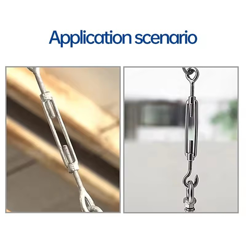 Factory Sales Stainless Steel Standard wire rope turnbuckle Tensioner  Turnbuckle with Eye Hook