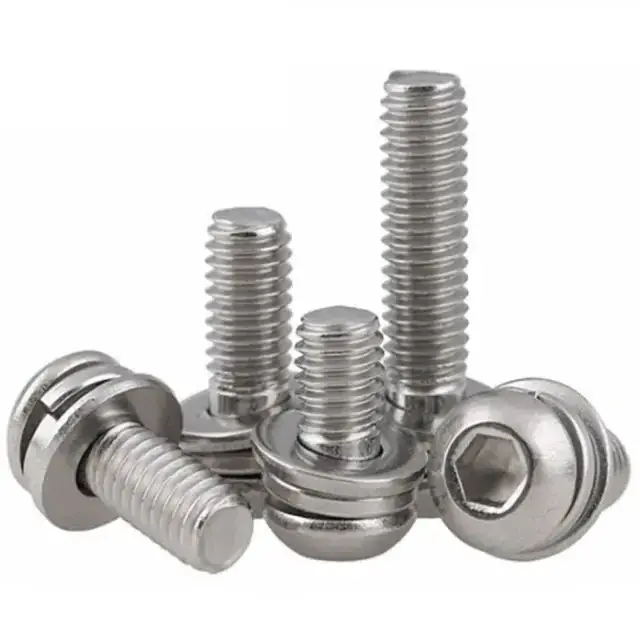 Customized Stainless Steel M4M5M6 Pan Head Hex Groove Sems Screws Hex Bolts Washer Combination